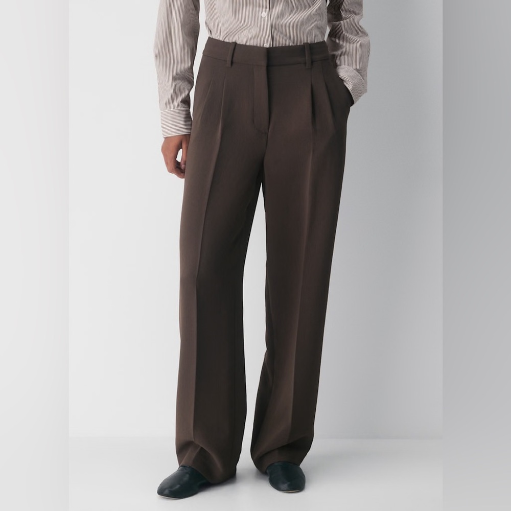 Aritzia Wilfred | Women’s The Effortless Pant Tailored Trousers Crepette 2 Brown - Picture 2 of 7
